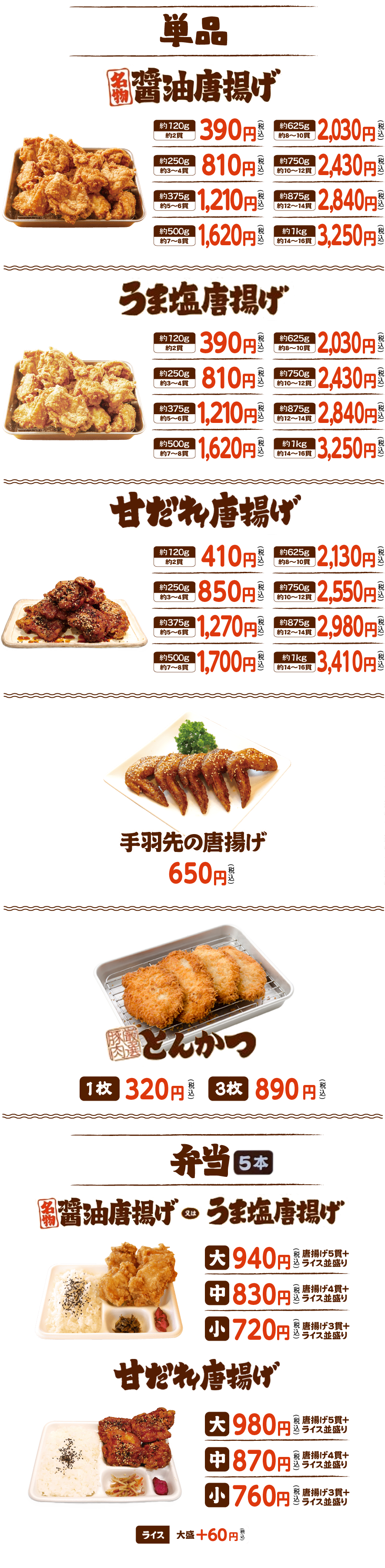 メニュー表